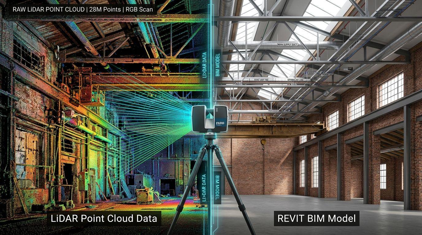 Point cloud scan converted into a BIM model