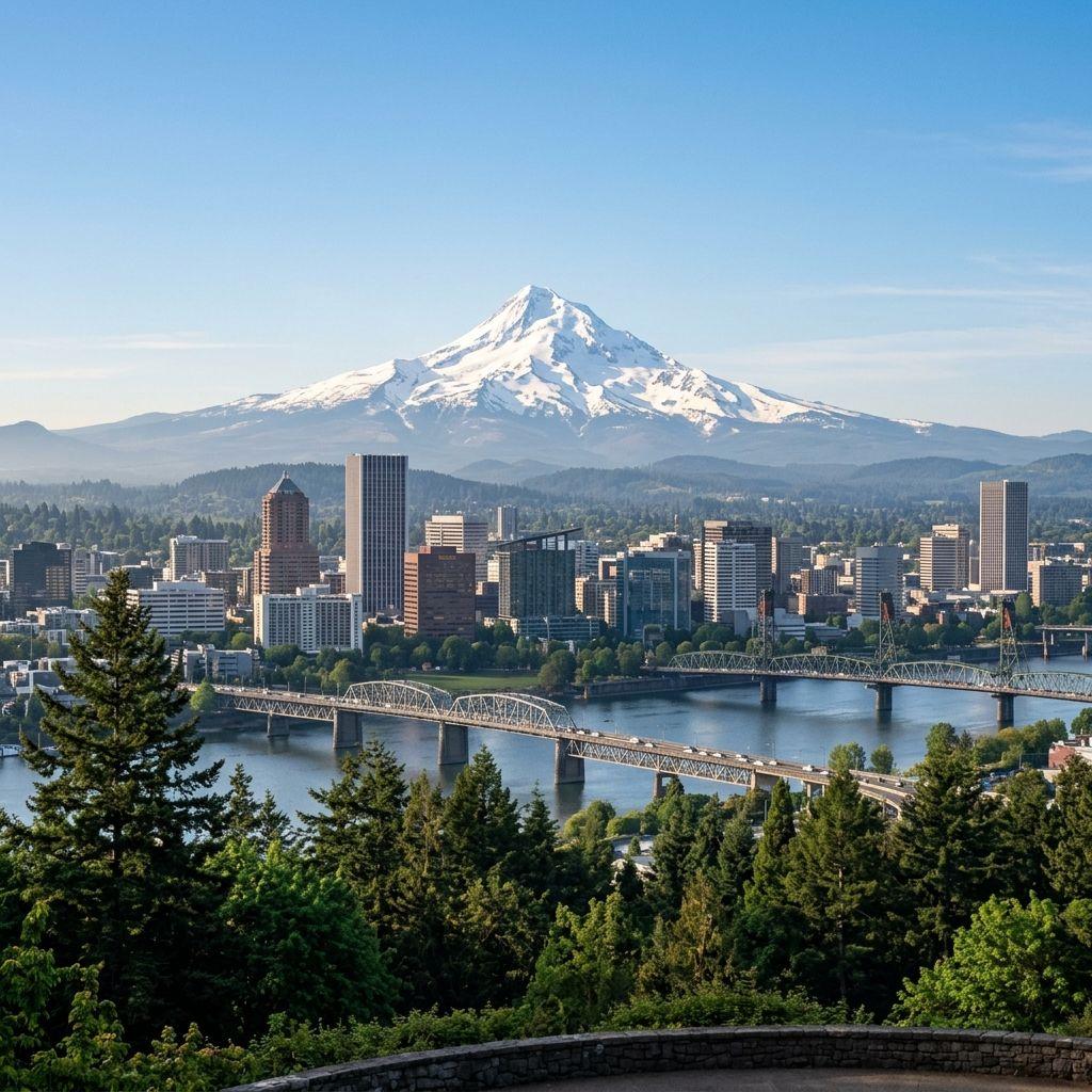Mount Hood rising above Portland, Oregon