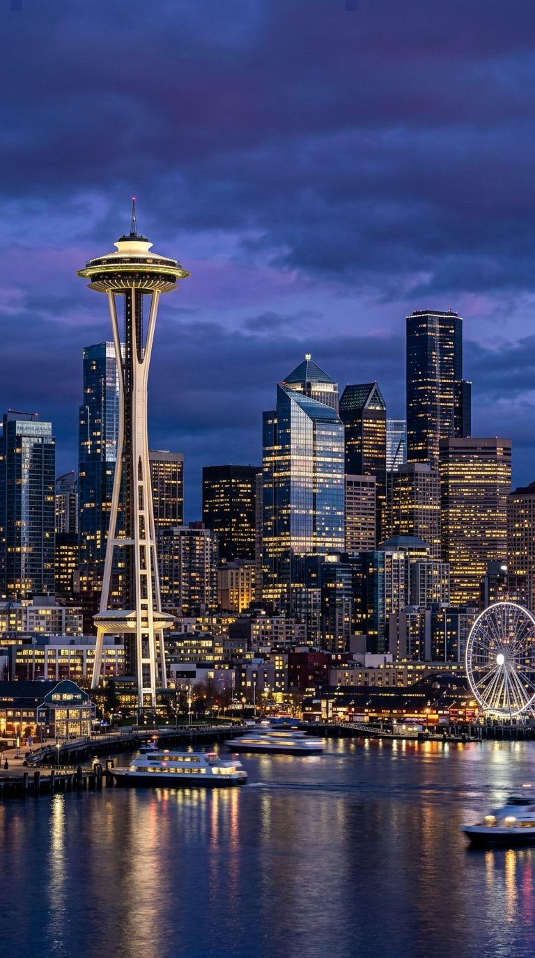 Seattle skyline with the Space Needle, Washington