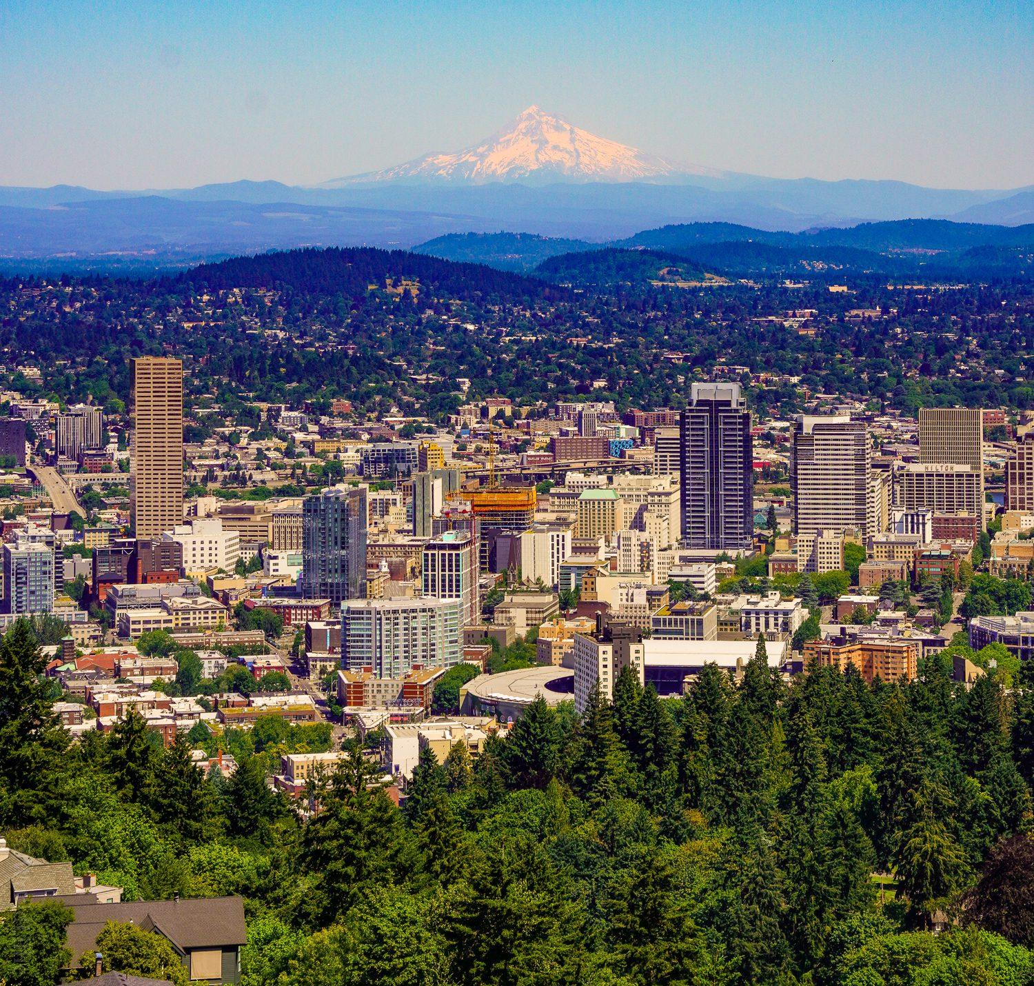 Mount Hood rising above Portland, Oregon